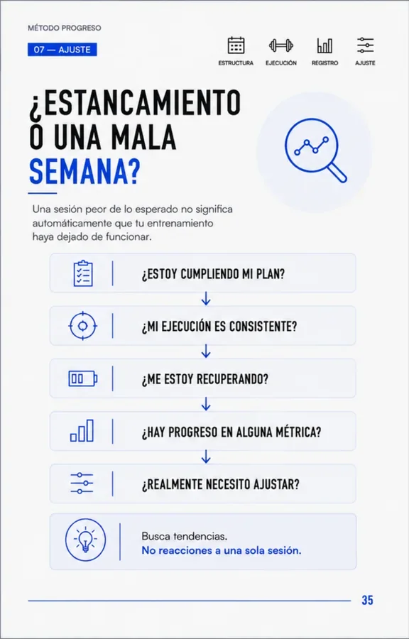 Página de ajustes y estancamiento